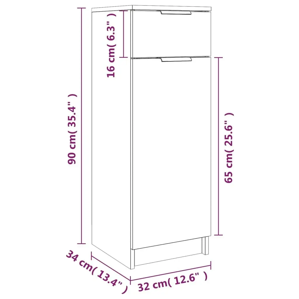 Bathroom Cabinet Black 32x34x90 cm Engineered Wood 811287