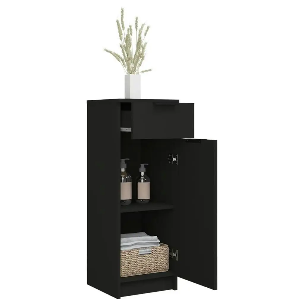 Bathroom Cabinet Black 32x34x90 cm Engineered Wood 811287