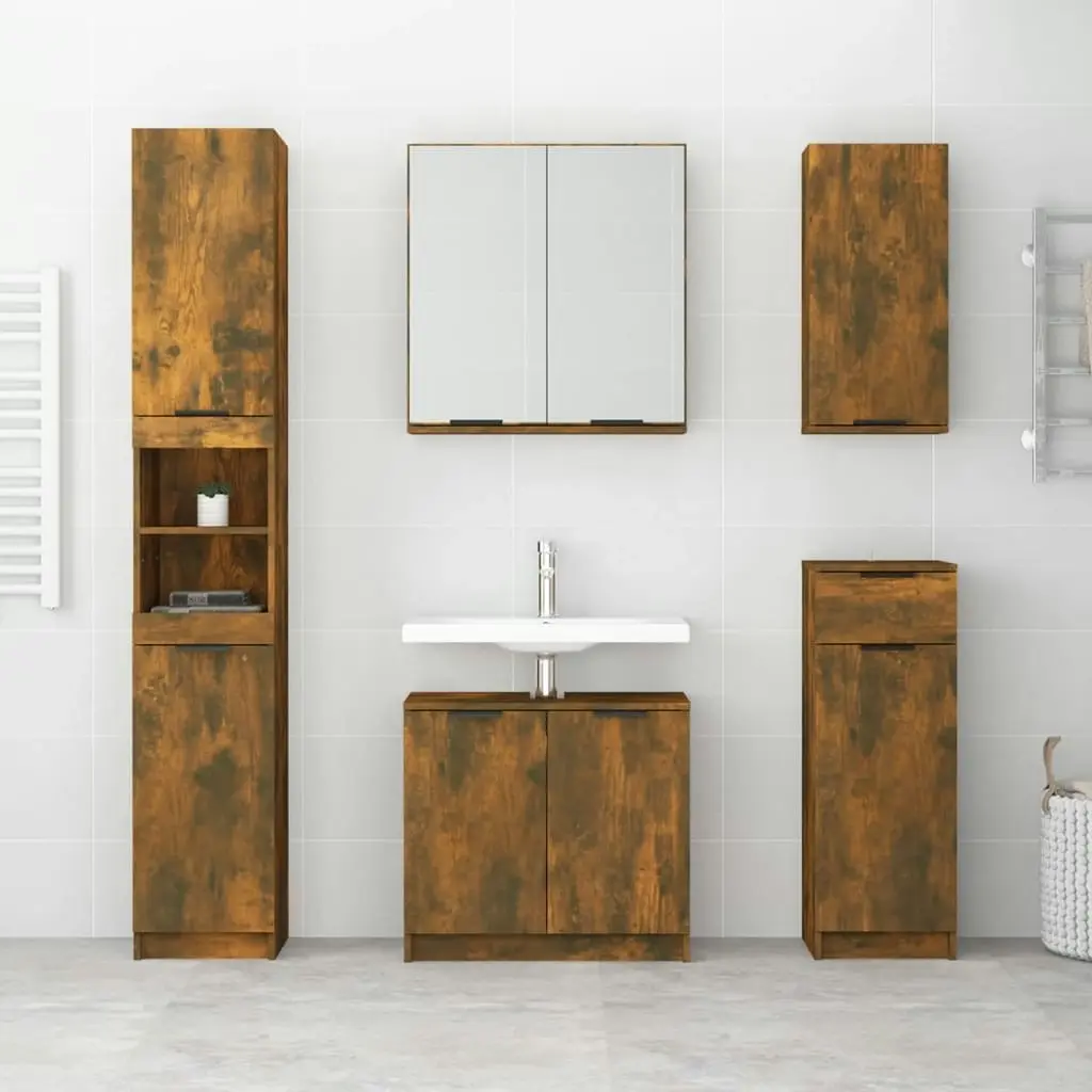 Bathroom Cabinet Smoked Oak 64.5x33.5x59 cm Engineered Wood 817063