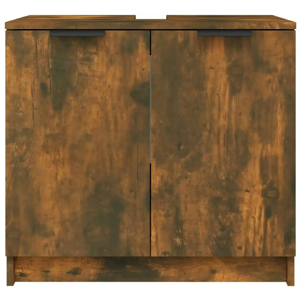 Bathroom Cabinet Smoked Oak 64.5x33.5x59 cm Engineered Wood 817063