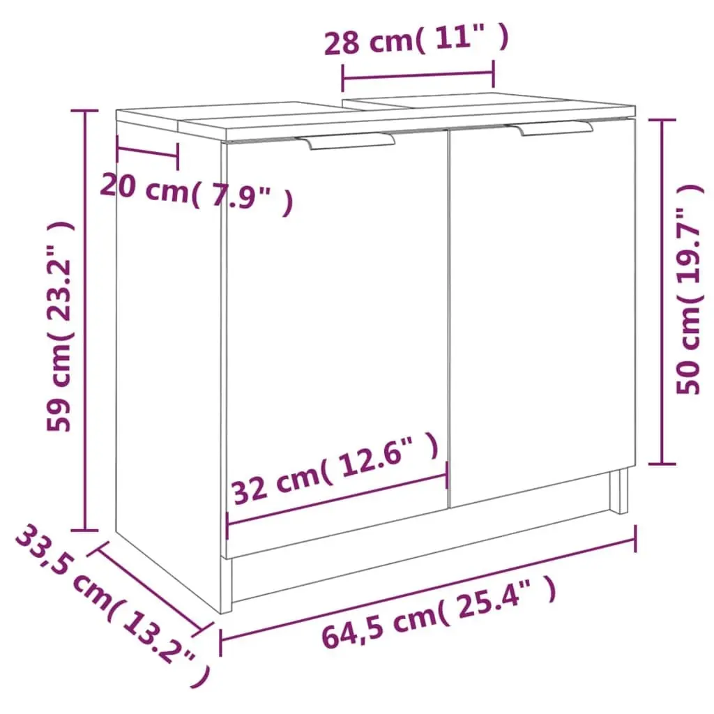 Bathroom Cabinet Smoked Oak 64.5x33.5x59 cm Engineered Wood 817063