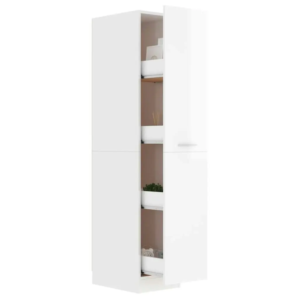 Apothecary Cabinet High Gloss White 30x42.5x150 cm Engineered Wood 804226