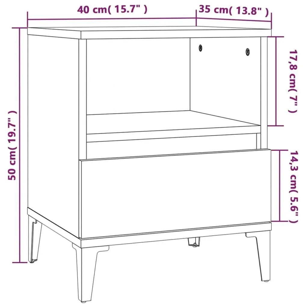 Bedside Cabinet Black 40x35x50 cm 821812