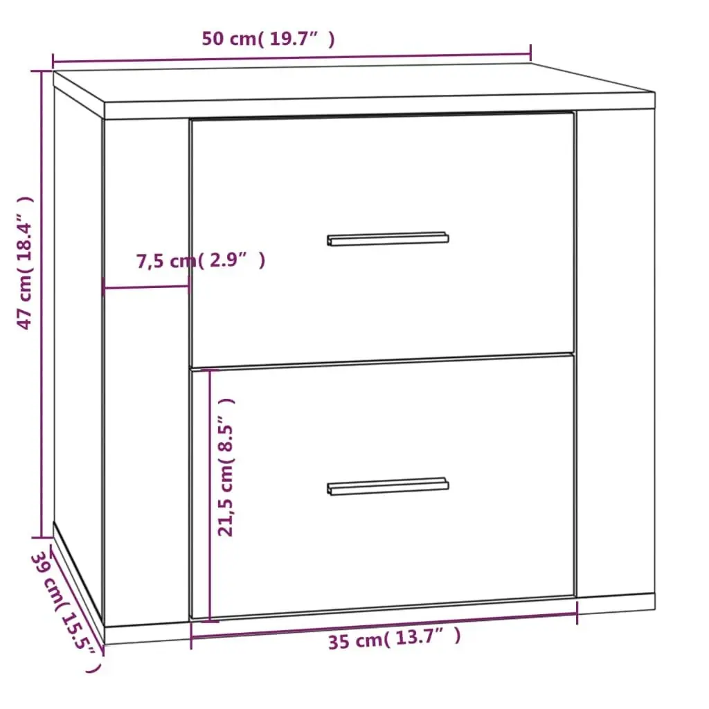 Bedside Cabinet Brown Oak 50x39x47 cm 816711