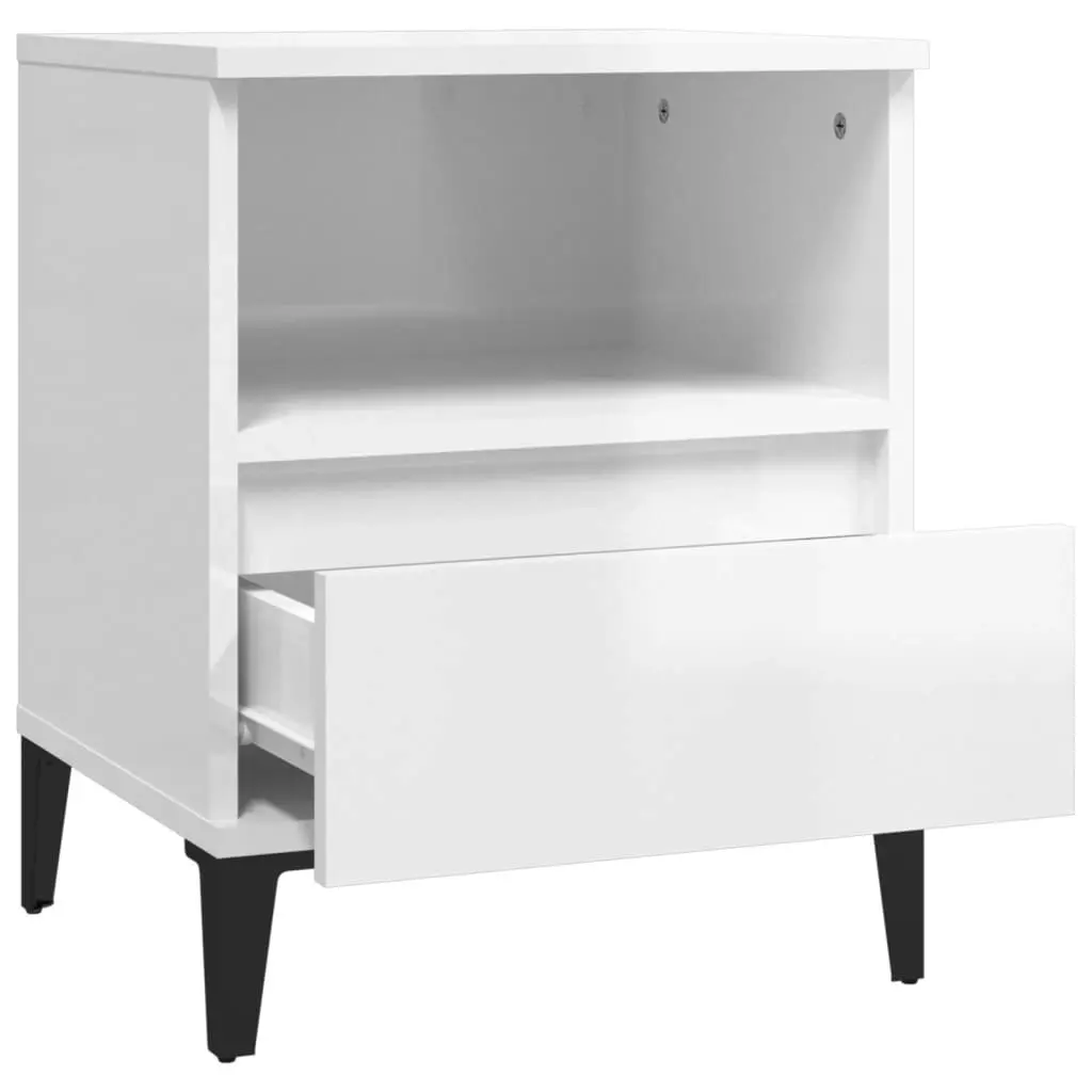 Bedside Cabinet High Gloss White 40x35x50 cm 821814