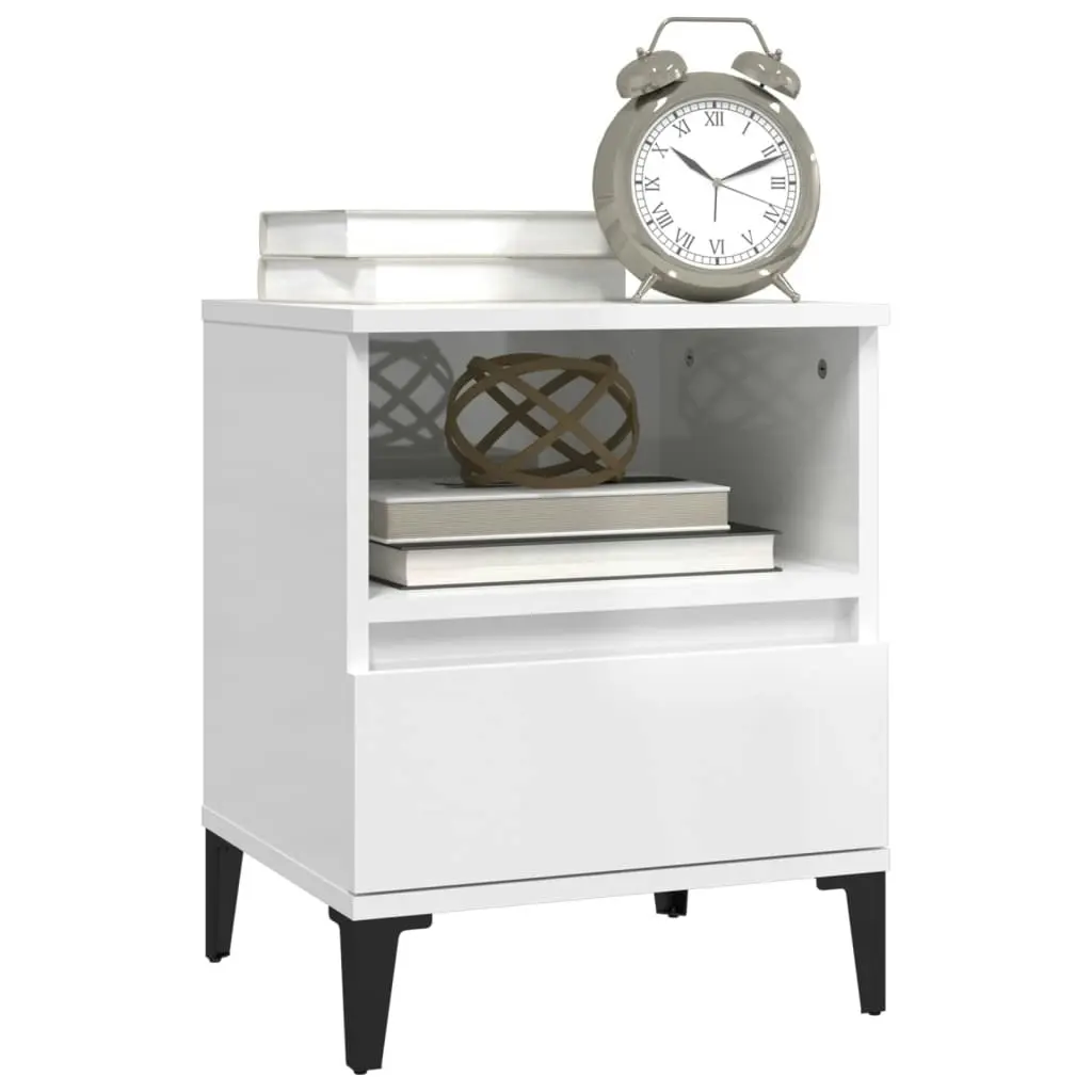 Bedside Cabinet High Gloss White 40x35x50 cm 821814