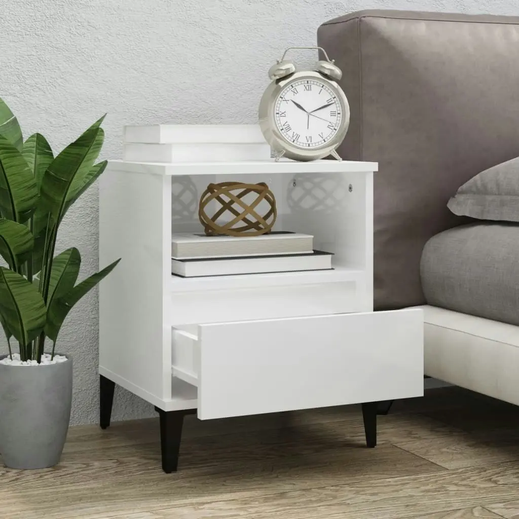 Bedside Cabinet High Gloss White 40x35x50 cm 821814