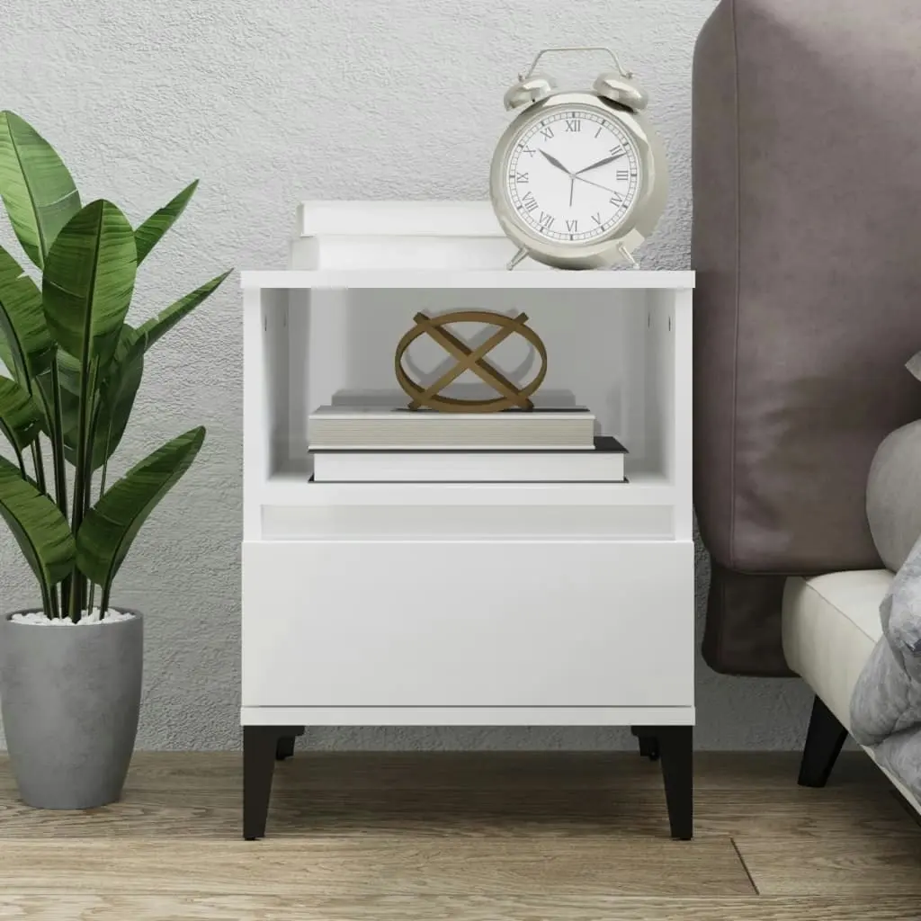 Bedside Cabinet High Gloss White 40x35x50 cm 821814