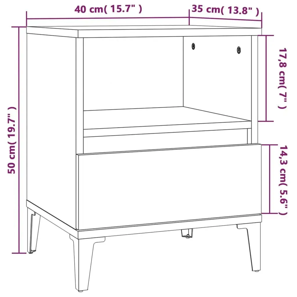 Bedside Cabinet High Gloss White 40x35x50 cm 821814