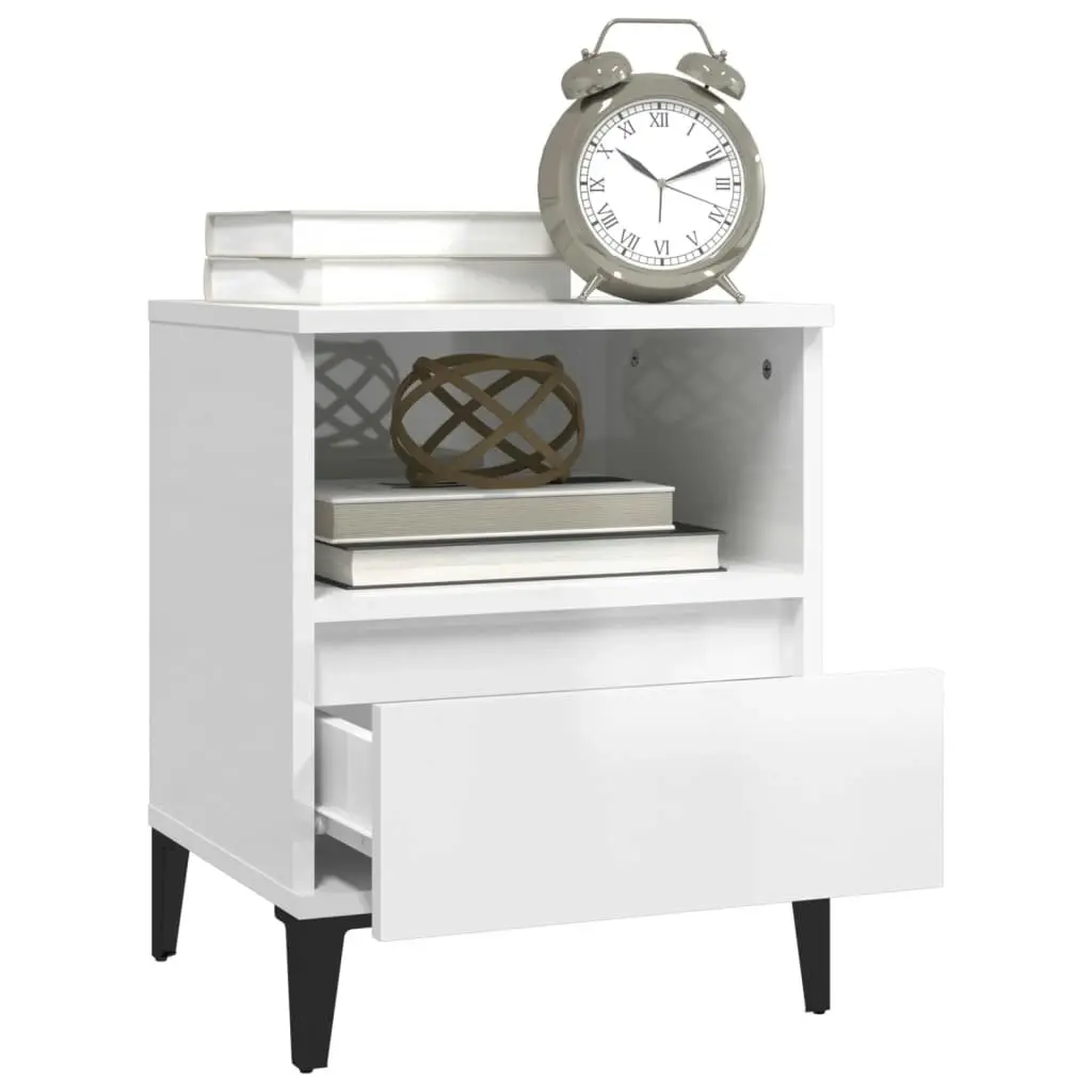 Bedside Cabinet High Gloss White 40x35x50 cm 821814