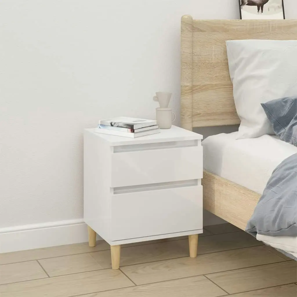 Bedside Cabinet High Gloss White 40x35x50 cm 821830