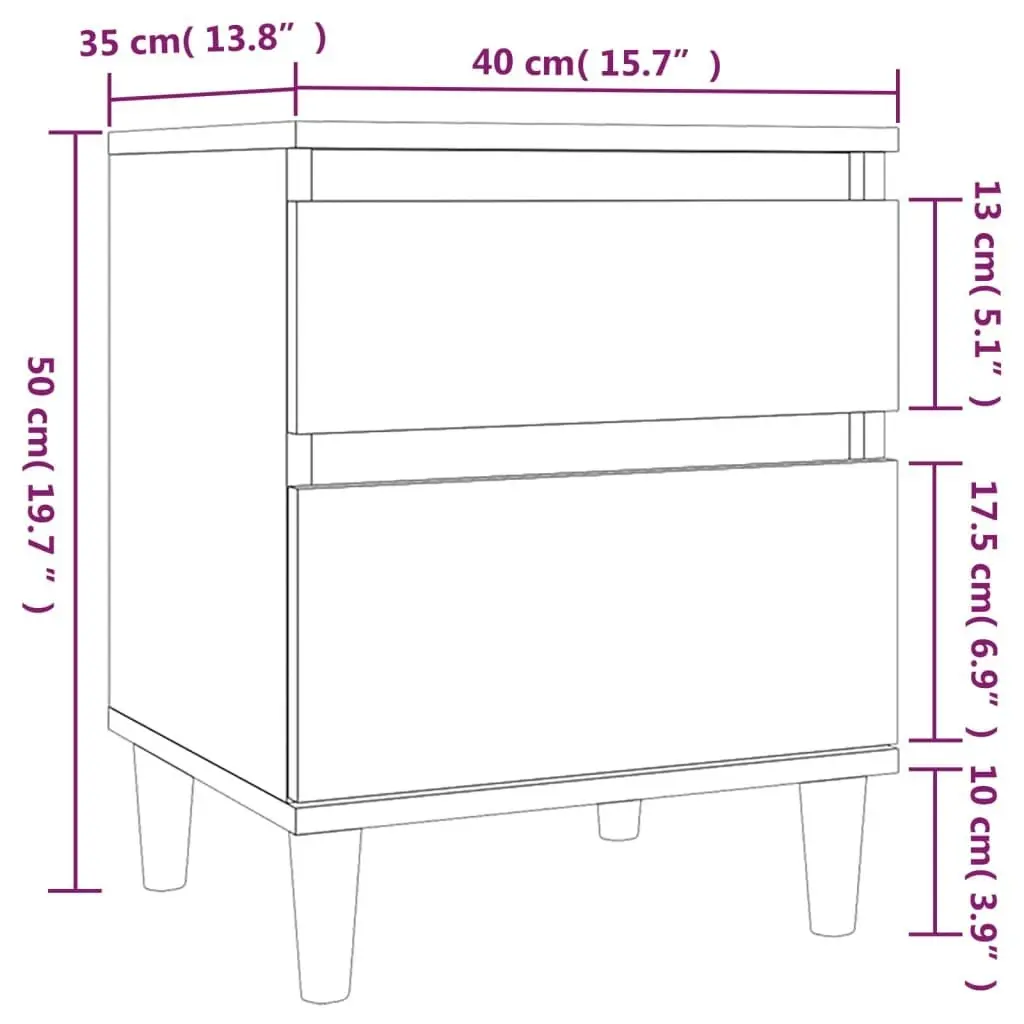 Bedside Cabinet High Gloss White 40x35x50 cm 821830