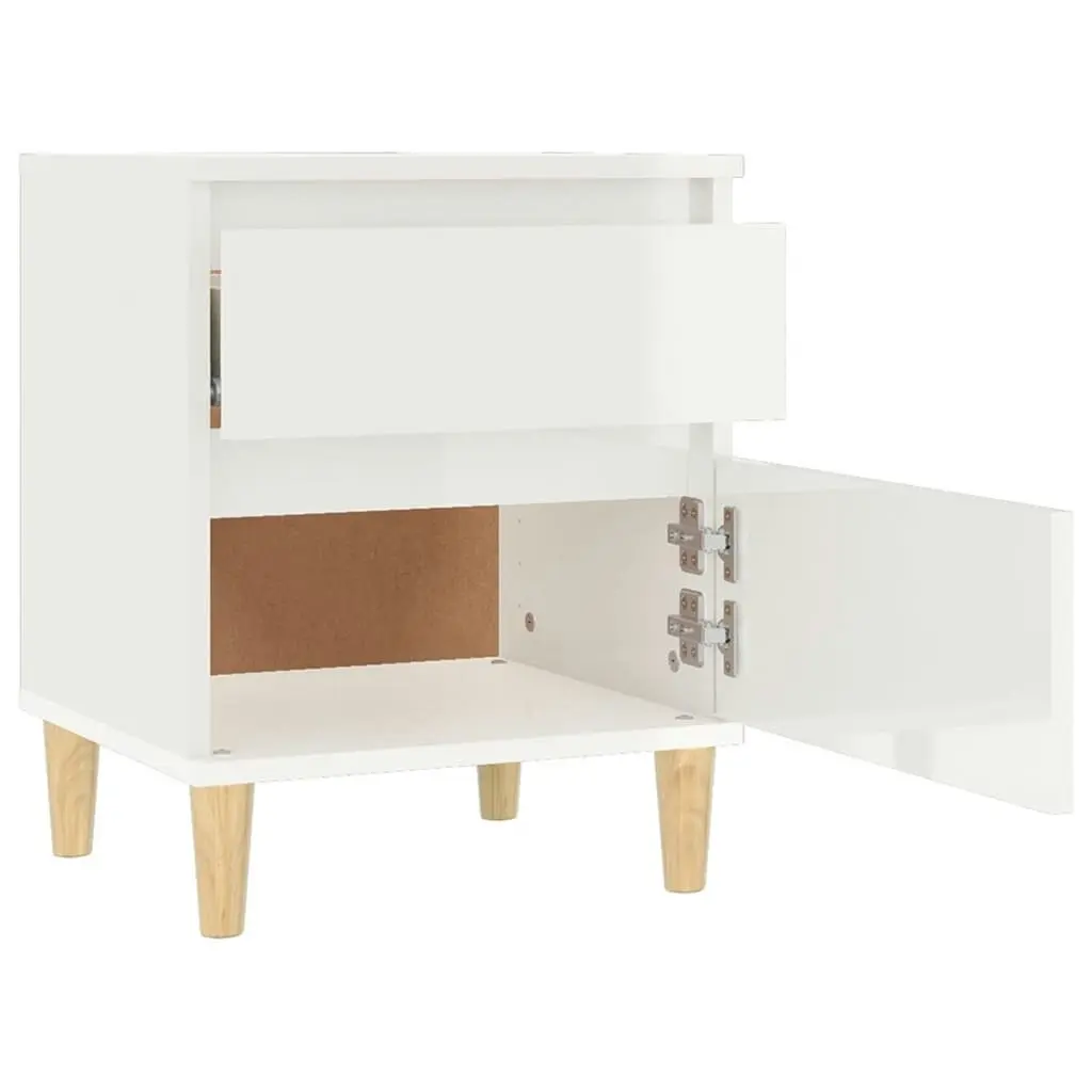 Bedside Cabinet High Gloss White 40x35x50 cm 821830