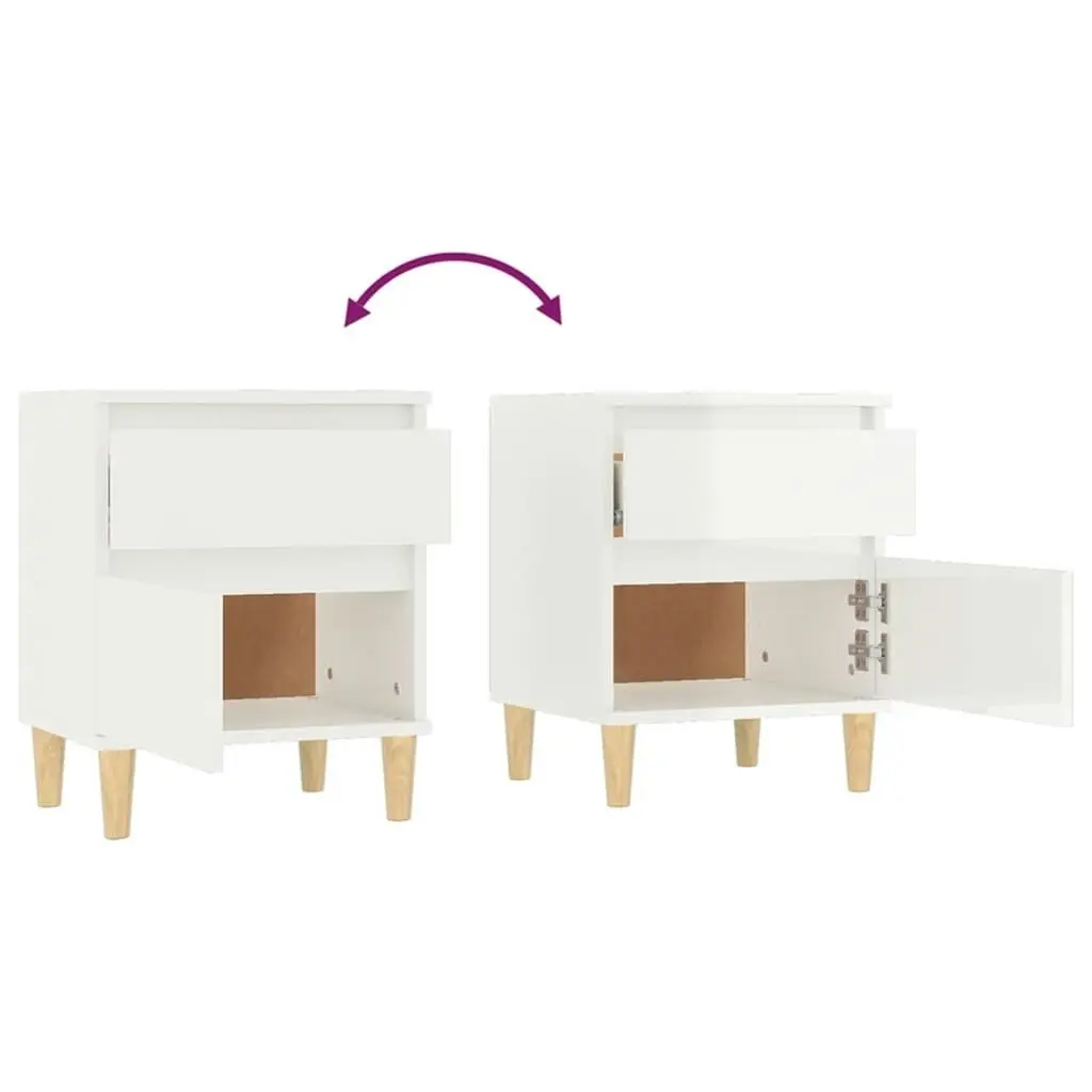 Bedside Cabinet High Gloss White 40x35x50 cm 821830