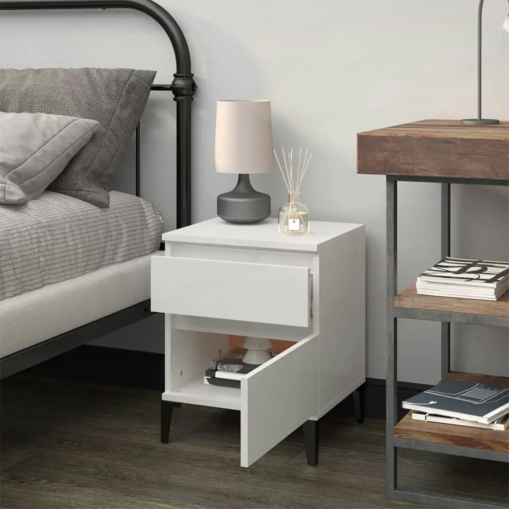 Bedside Cabinet High Gloss White 40x35x50 cm 821846