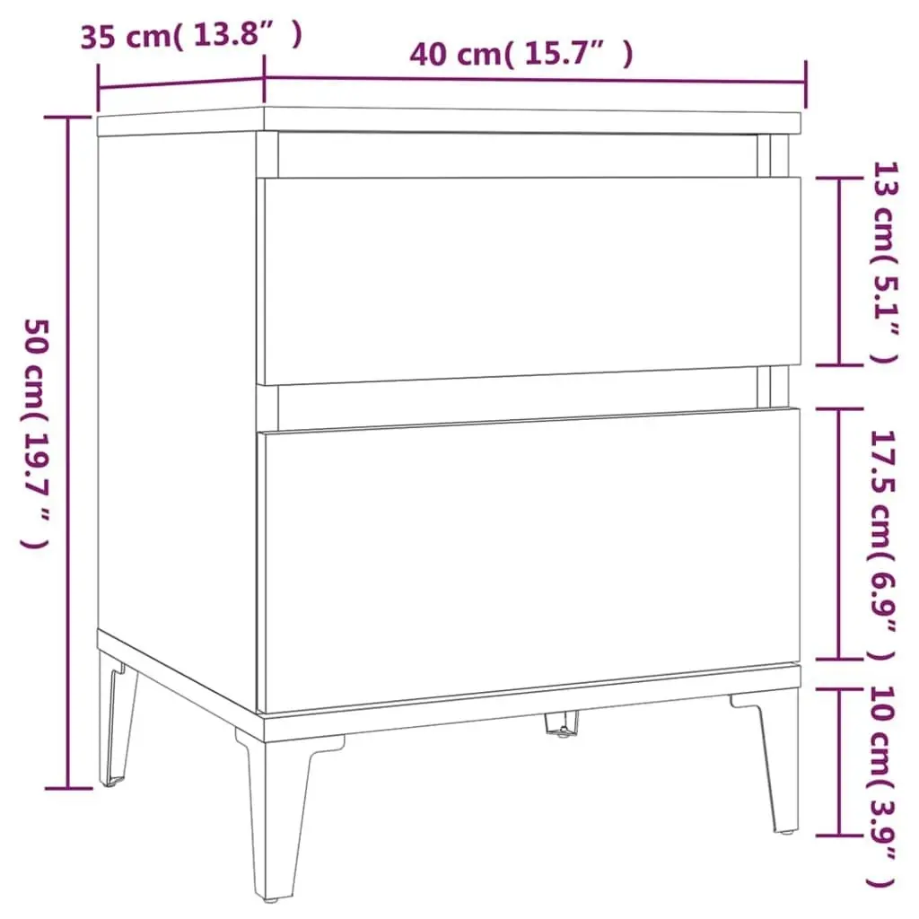 Bedside Cabinet High Gloss White 40x35x50 cm 821846