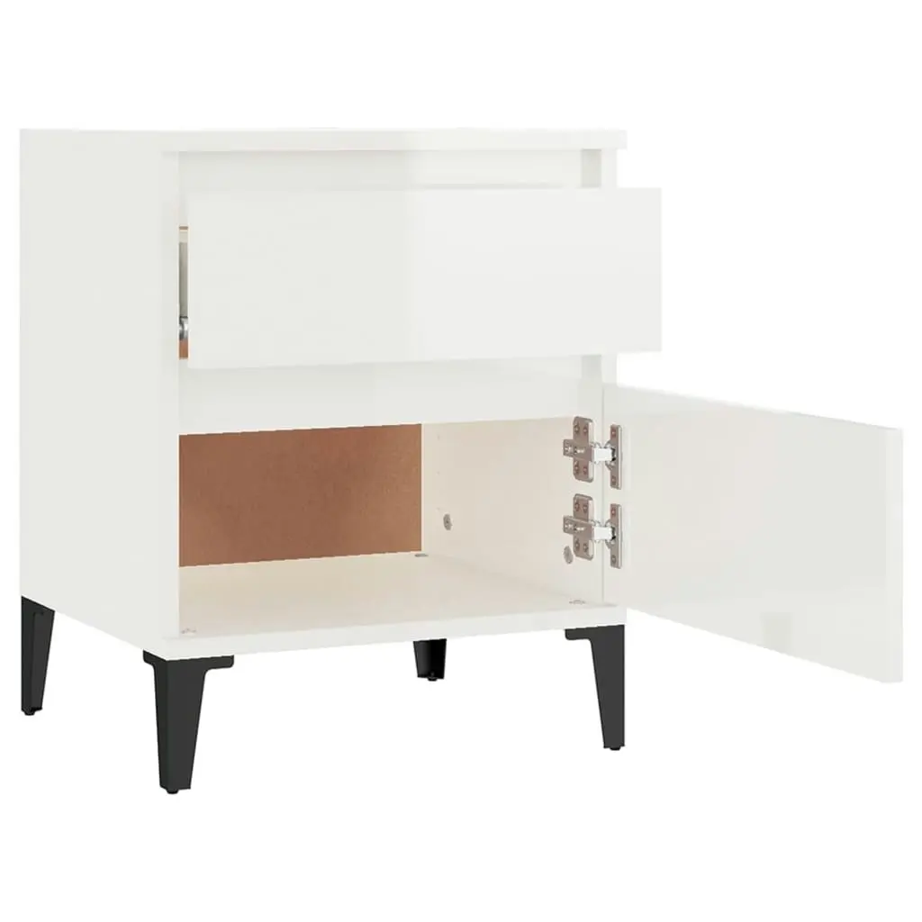 Bedside Cabinet High Gloss White 40x35x50 cm 821846