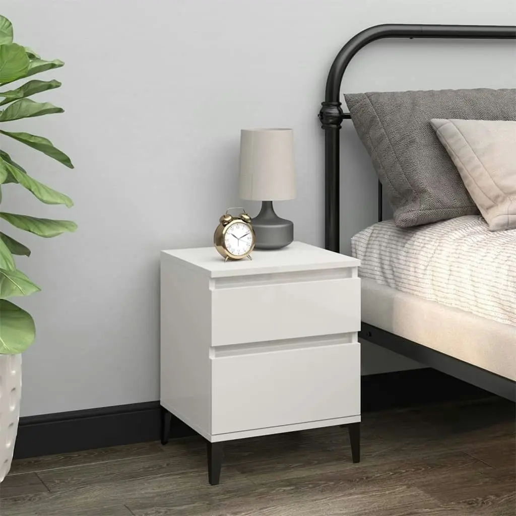 Bedside Cabinet High Gloss White 40x35x50 cm 821846