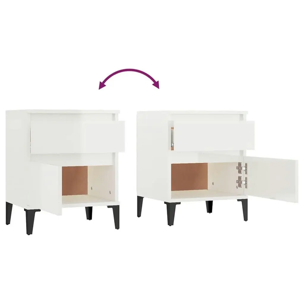 Bedside Cabinet High Gloss White 40x35x50 cm 821846