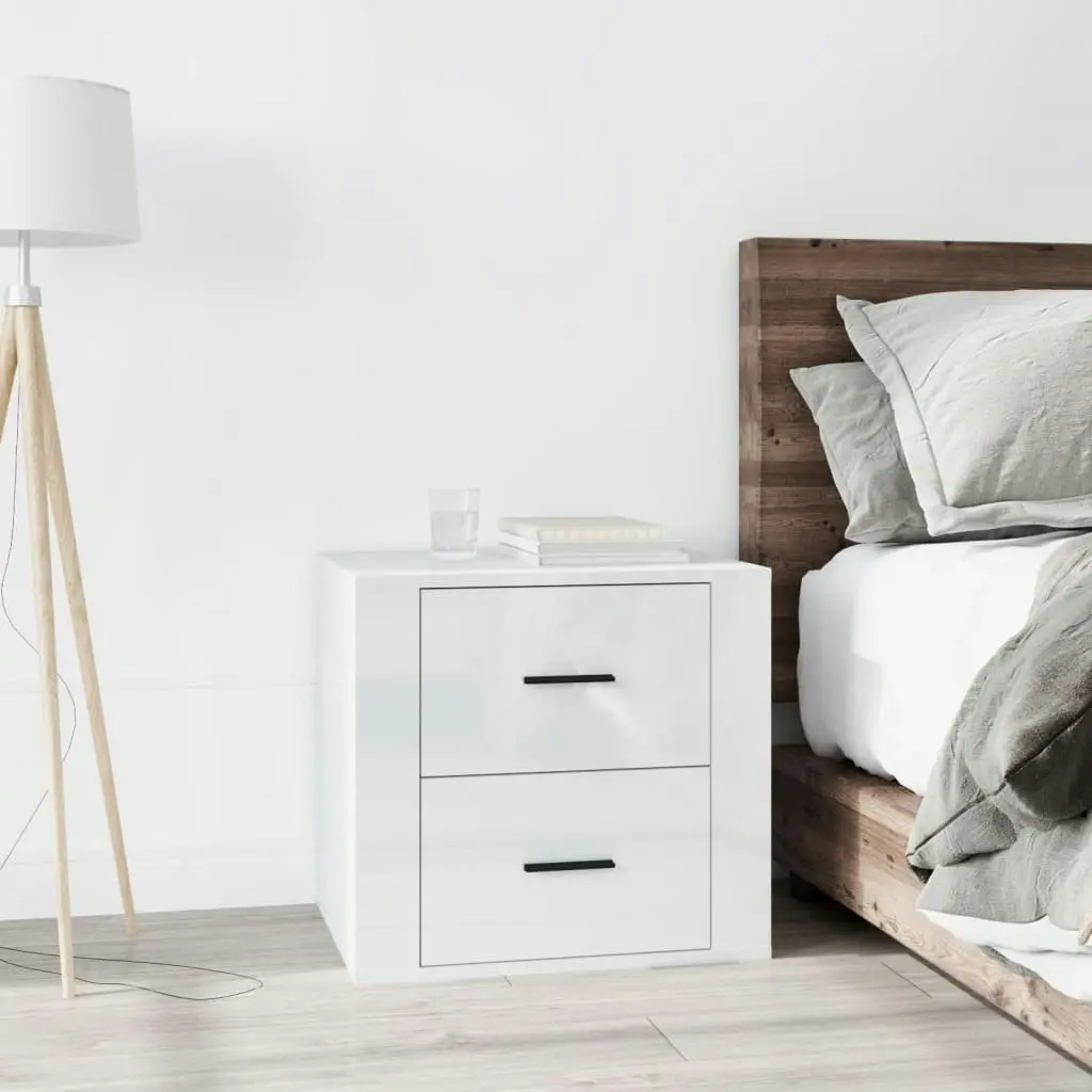 Bedside Cabinet High Gloss White 50x39x47 cm 816706