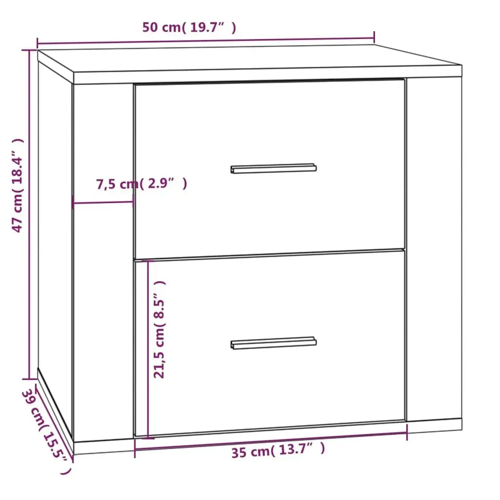 Bedside Cabinet High Gloss White 50x39x47 cm 816706