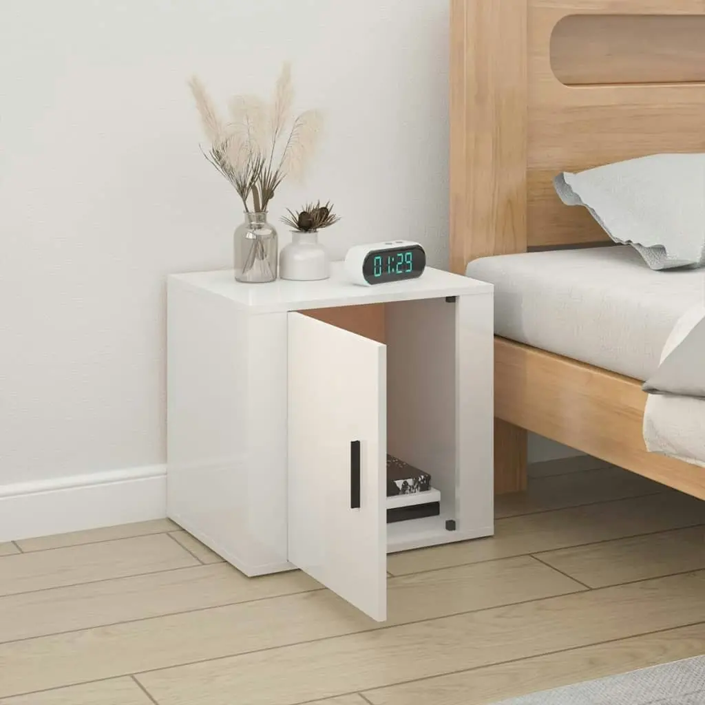 Bedside Cabinet High Gloss White 50x39x47 cm 816692