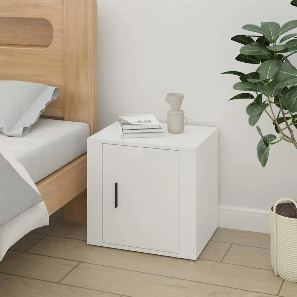 Bedside Cabinet High Gloss White 50x39x47 cm 816692