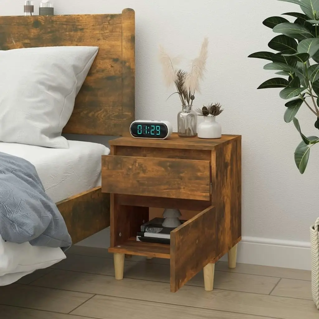 Bedside Cabinet Smoked Oak 40x35x50 cm 821836