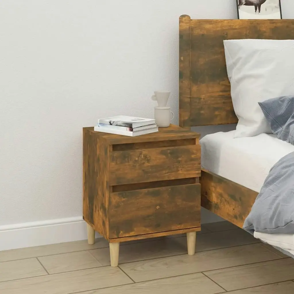 Bedside Cabinet Smoked Oak 40x35x50 cm 821836