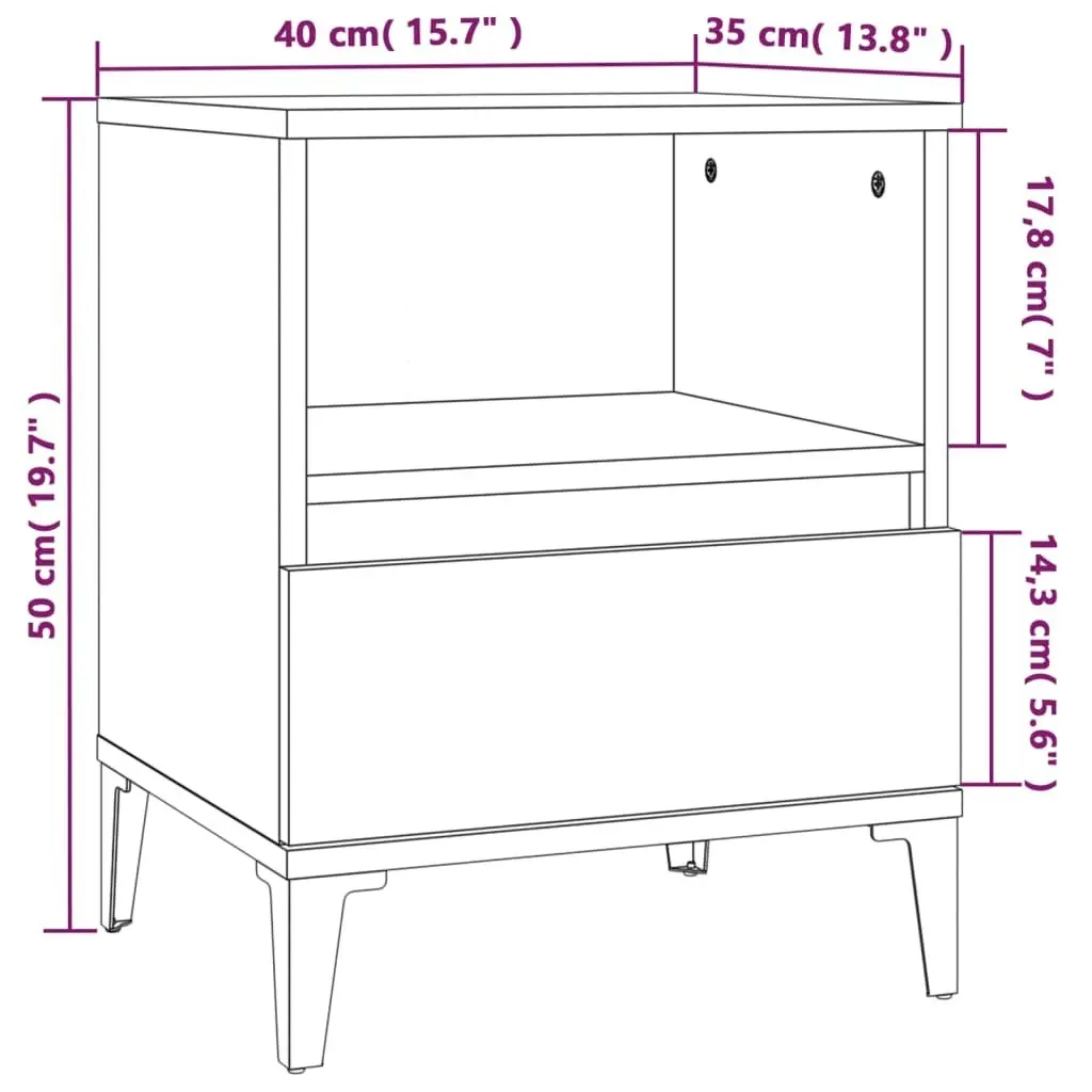 Bedside Cabinets 2 pcs White 40x35x50 cm 821811