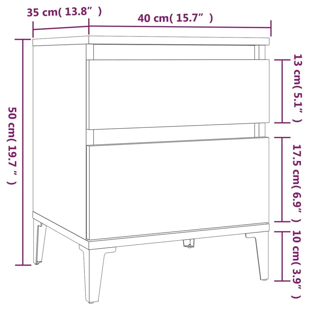 Bedside Cabinets 2 pcs White 40x35x50 cm 821843