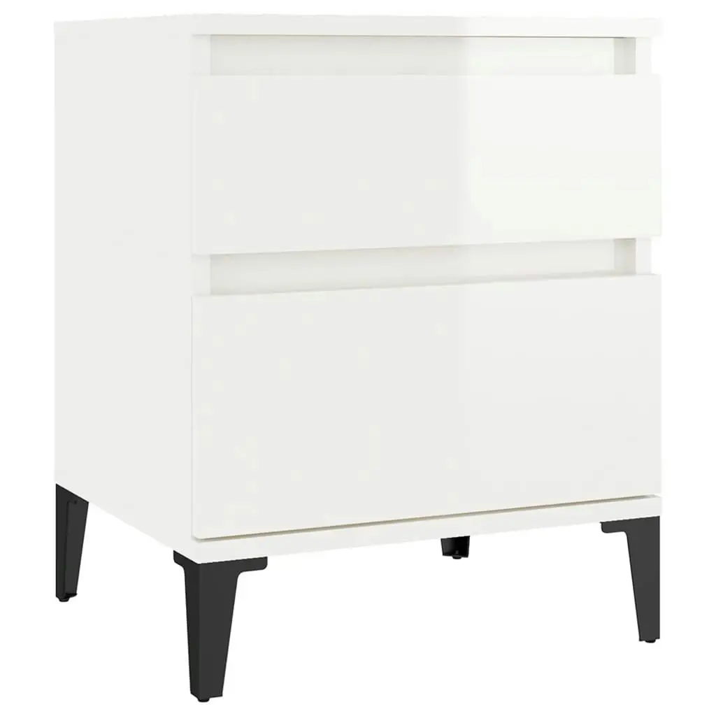 Bedside Cabinets 2 pcs High Gloss White 40x35x50 cm 821847