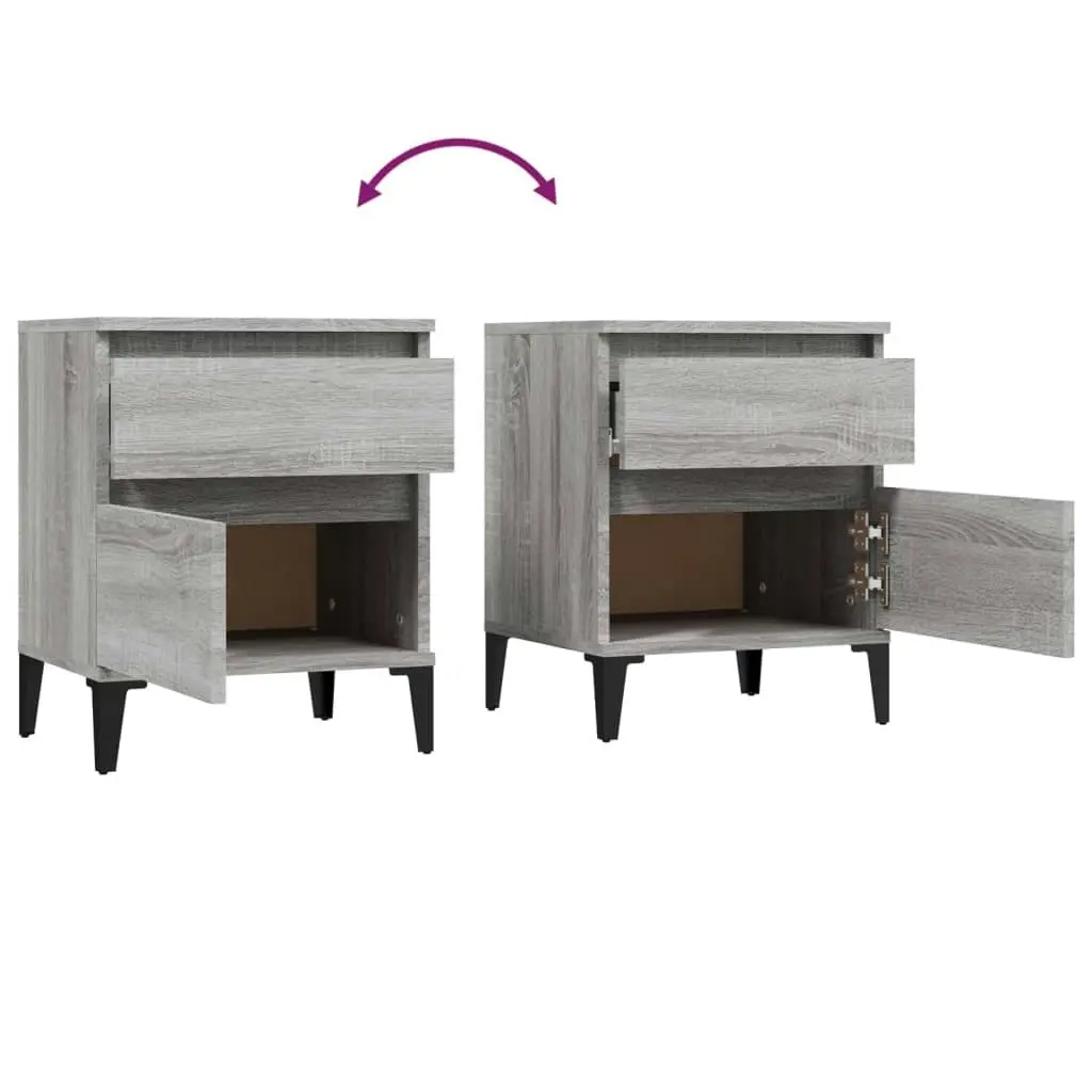 Bedside Cabinets 2 pcs Grey Sonoma 40x35x50 cm 821855