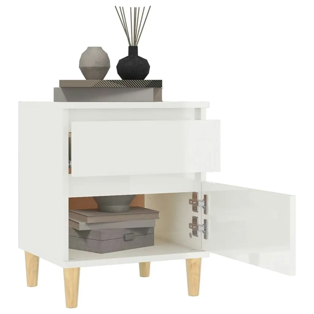 Bedside Cabinets 2 pcs High Gloss White 40x35x50 cm 821831