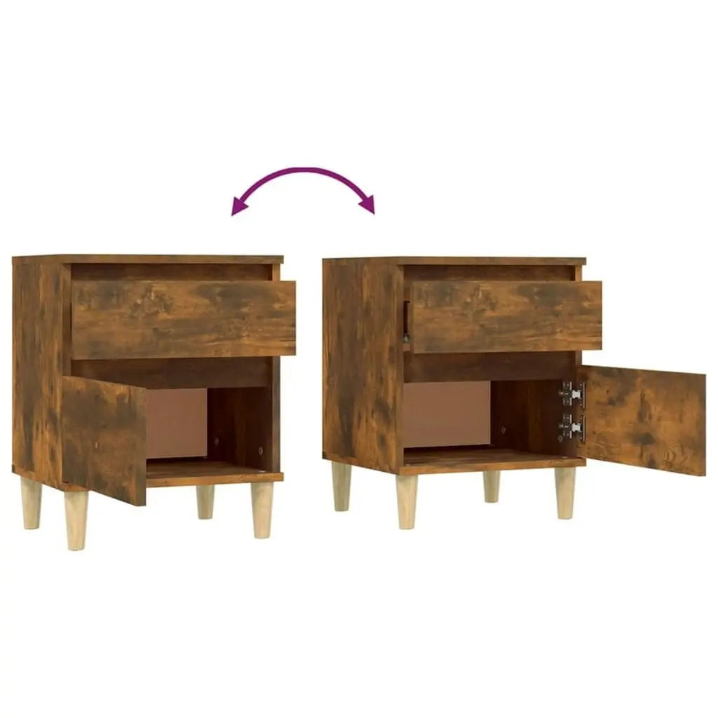 Bedside Cabinets 2 pcs Smoked Oak 40x35x50 cm 821837