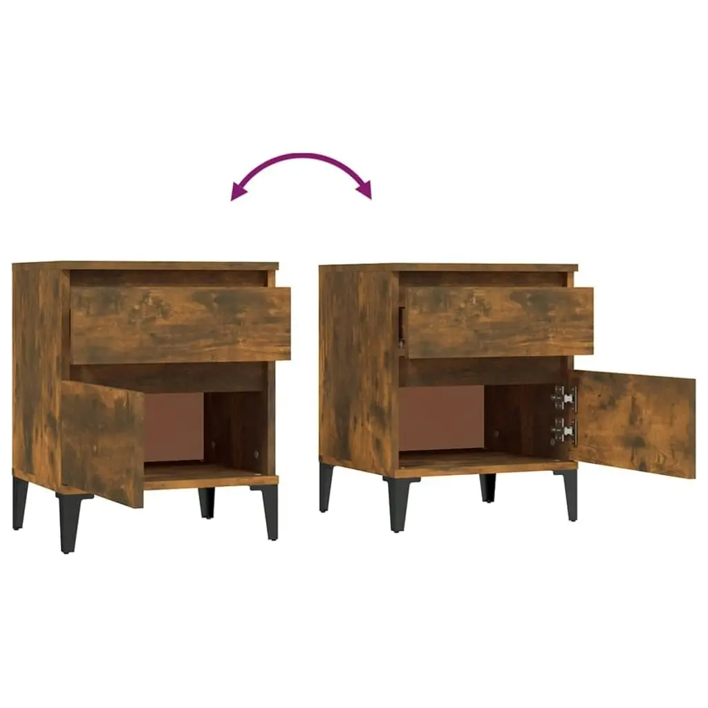 Bedside Cabinets 2 pcs Smoked Oak 40x35x50 cm 821853