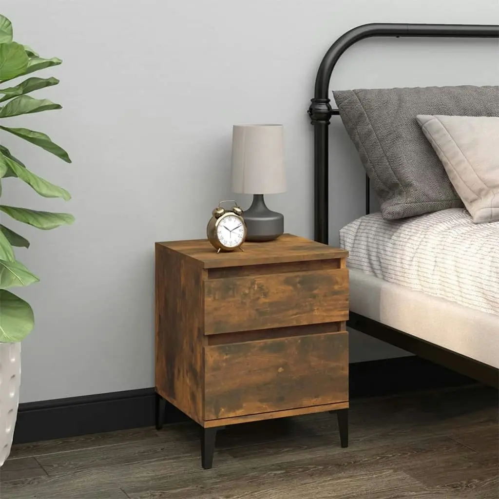 Bedside Cabinets 2 pcs Smoked Oak 40x35x50 cm 821853