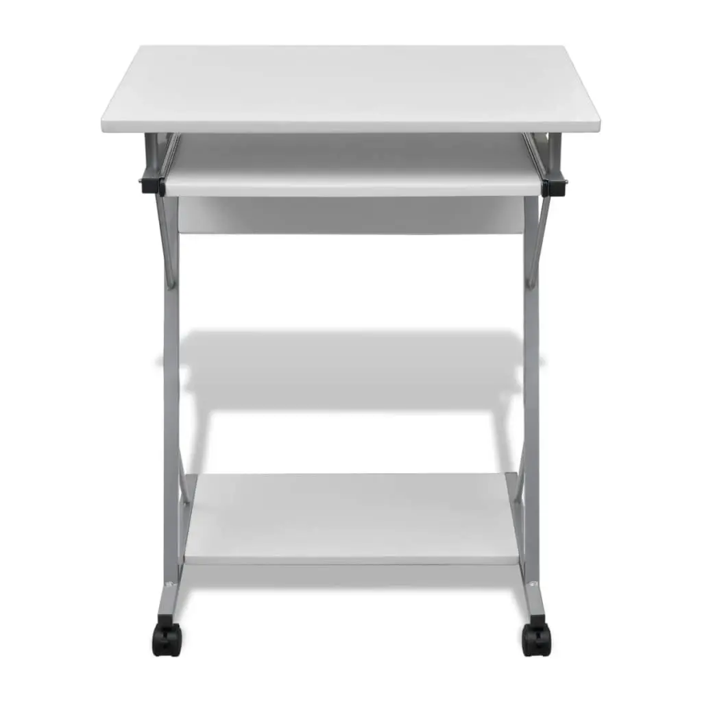 Compact Computer Desk with Pull-out Keyboard Tray White 20053