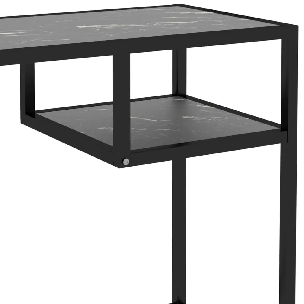 Computer Desk Black Marble 100x36x74 cm Tempered Glass 331623