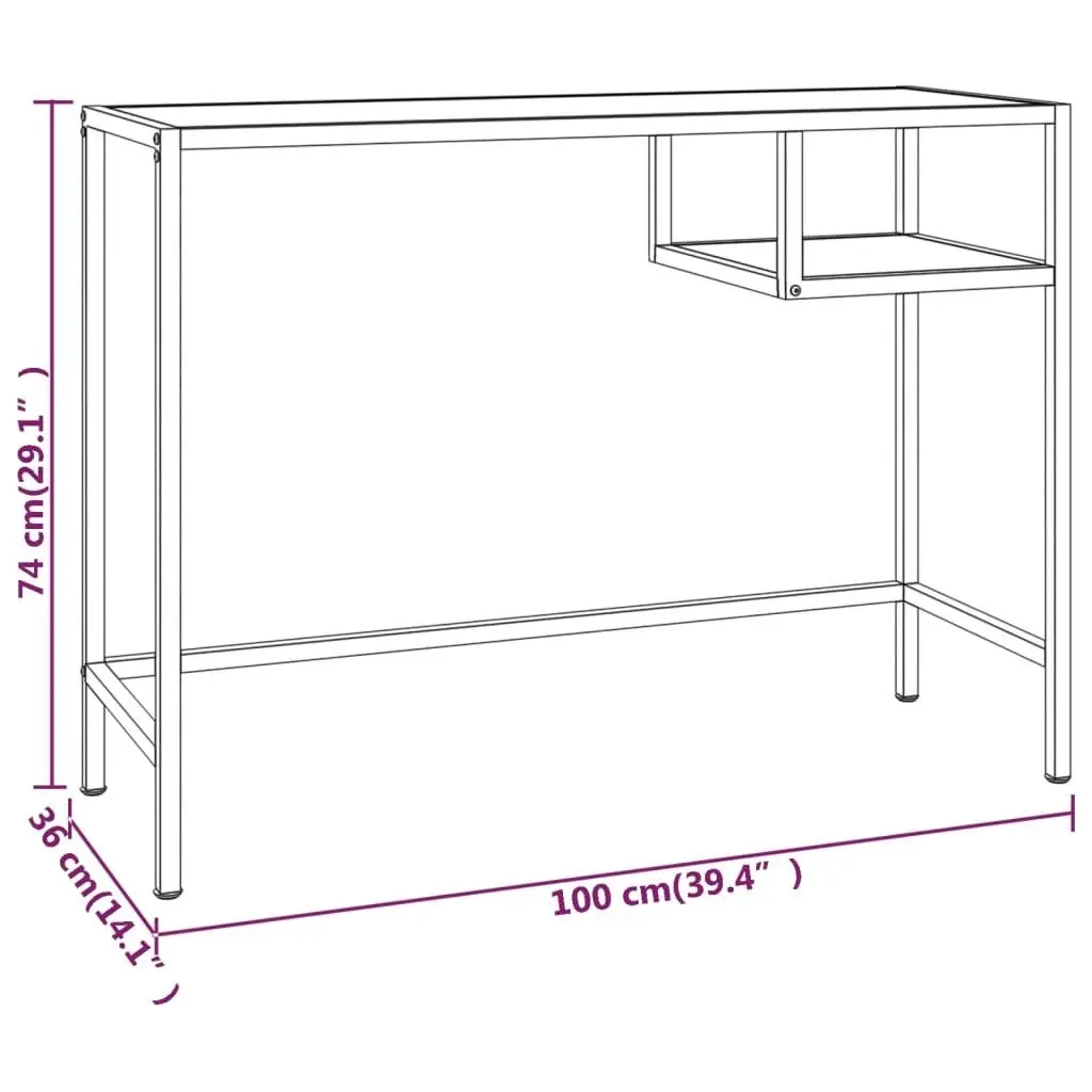 Computer Desk Black Marble 100x36x74 cm Tempered Glass 331623