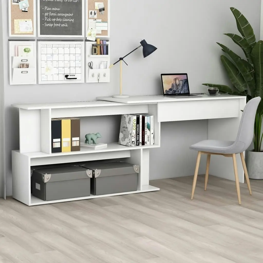 Corner Desk White 200x50x76 cm Engineered Wood 801098