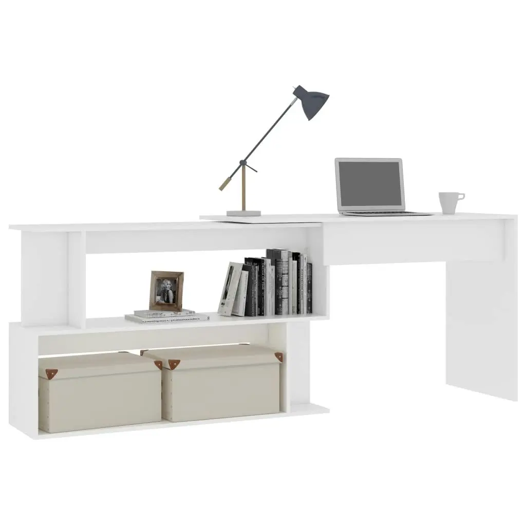 Corner Desk White 200x50x76 cm Engineered Wood 801098