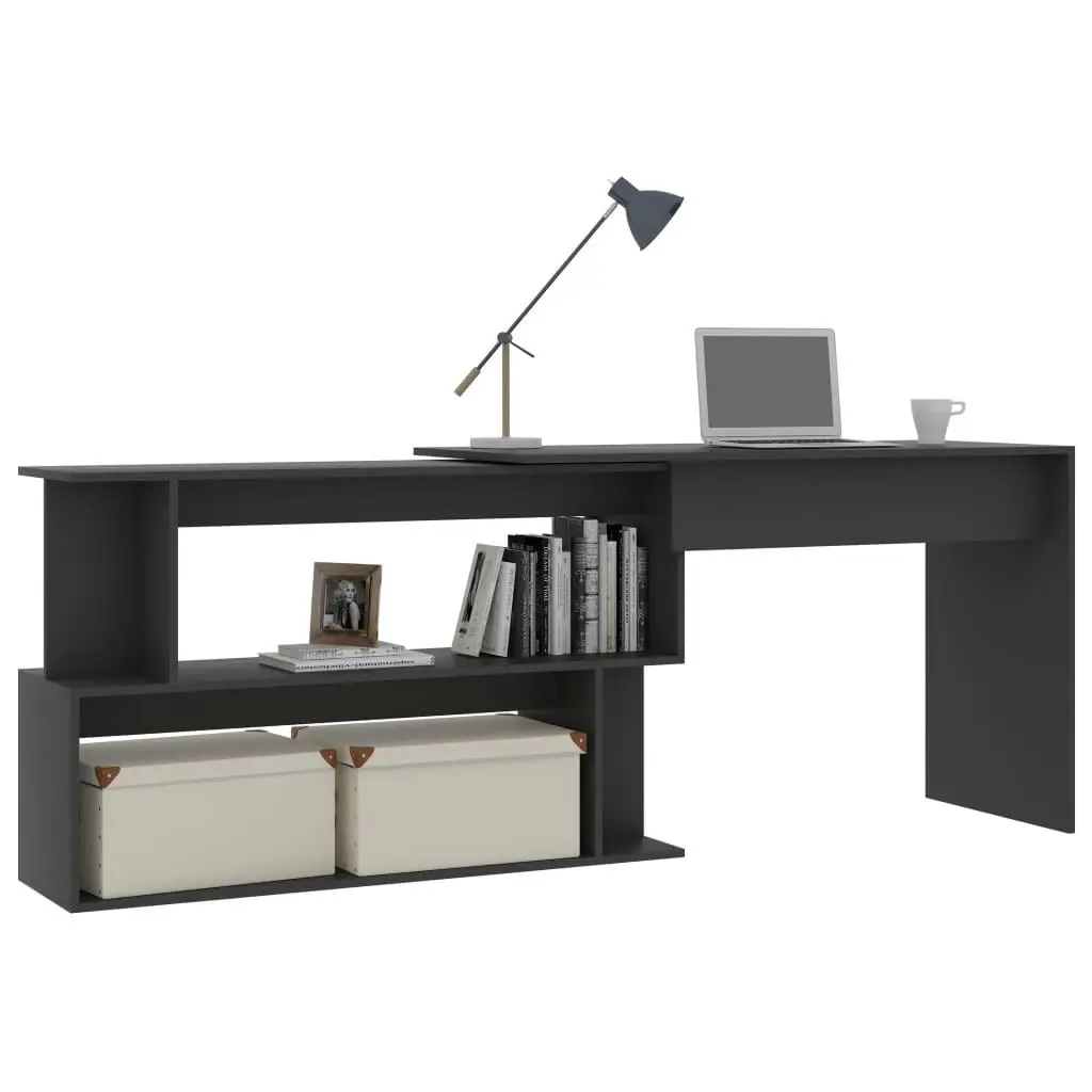 Corner Desk Grey 200x50x76 cm Engineered Wood 801100