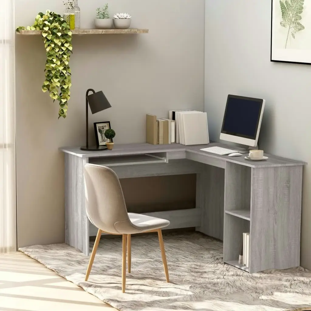 Corner Desk Grey Sonoma 120x140x75 cm Engineered Wood 815385