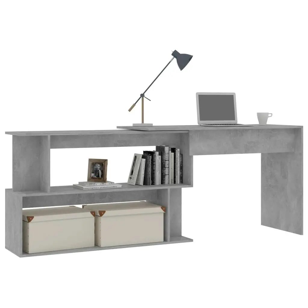 Corner Desk Concrete Grey 200x50x76 cm Engineered Wood 801102