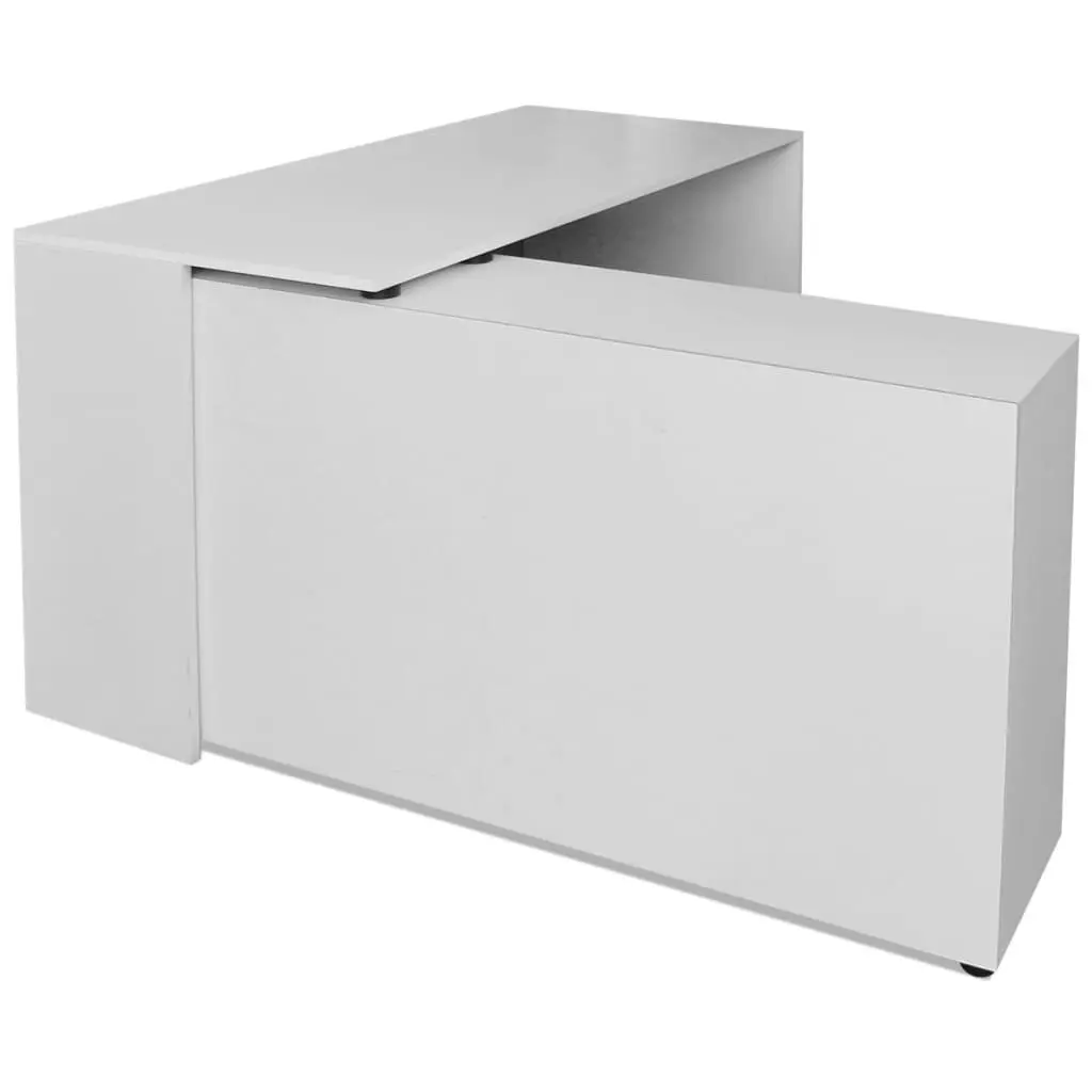 Corner Desk 4 Shelves White 243060