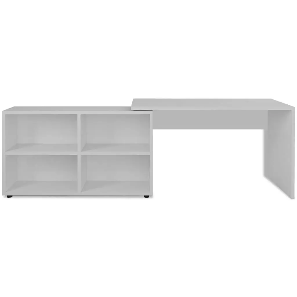 Corner Desk 4 Shelves White 243060