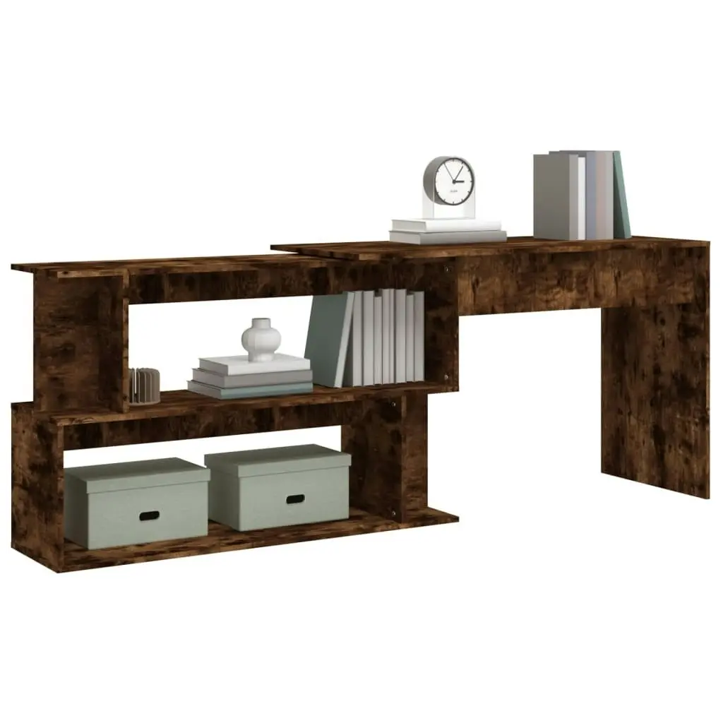 Corner Desk Smoked Oak 200x50x76 cm Engineered Wood 815423