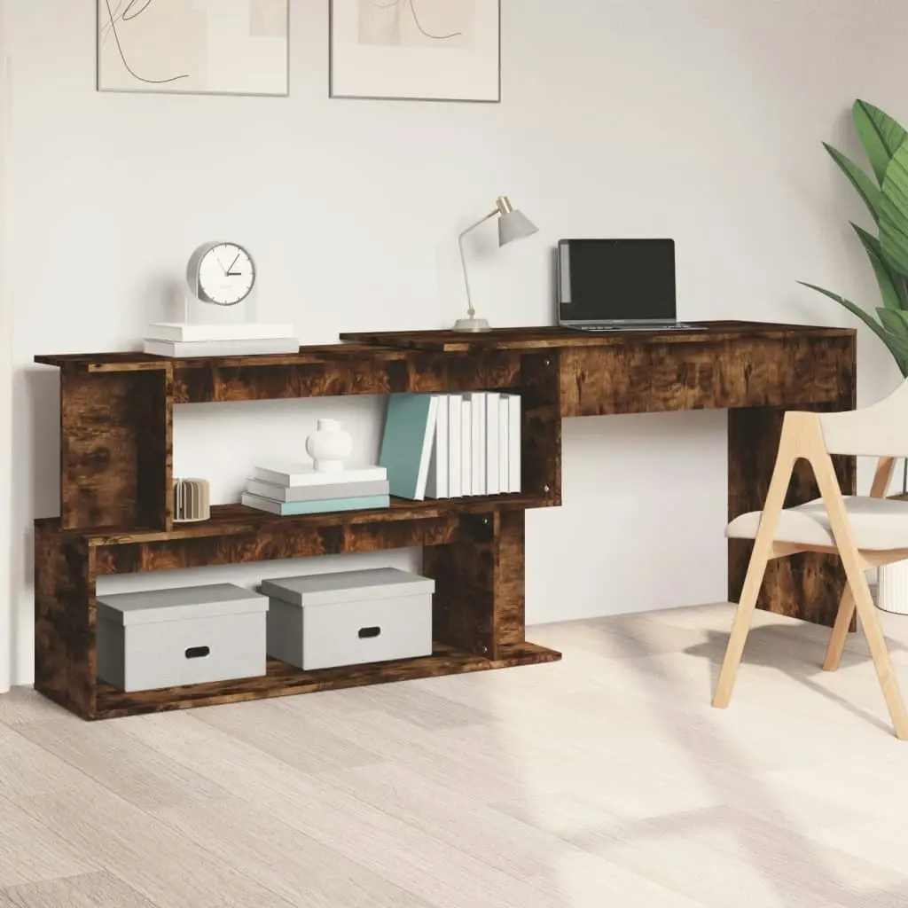 Corner Desk Smoked Oak 200x50x76 cm Engineered Wood 815423