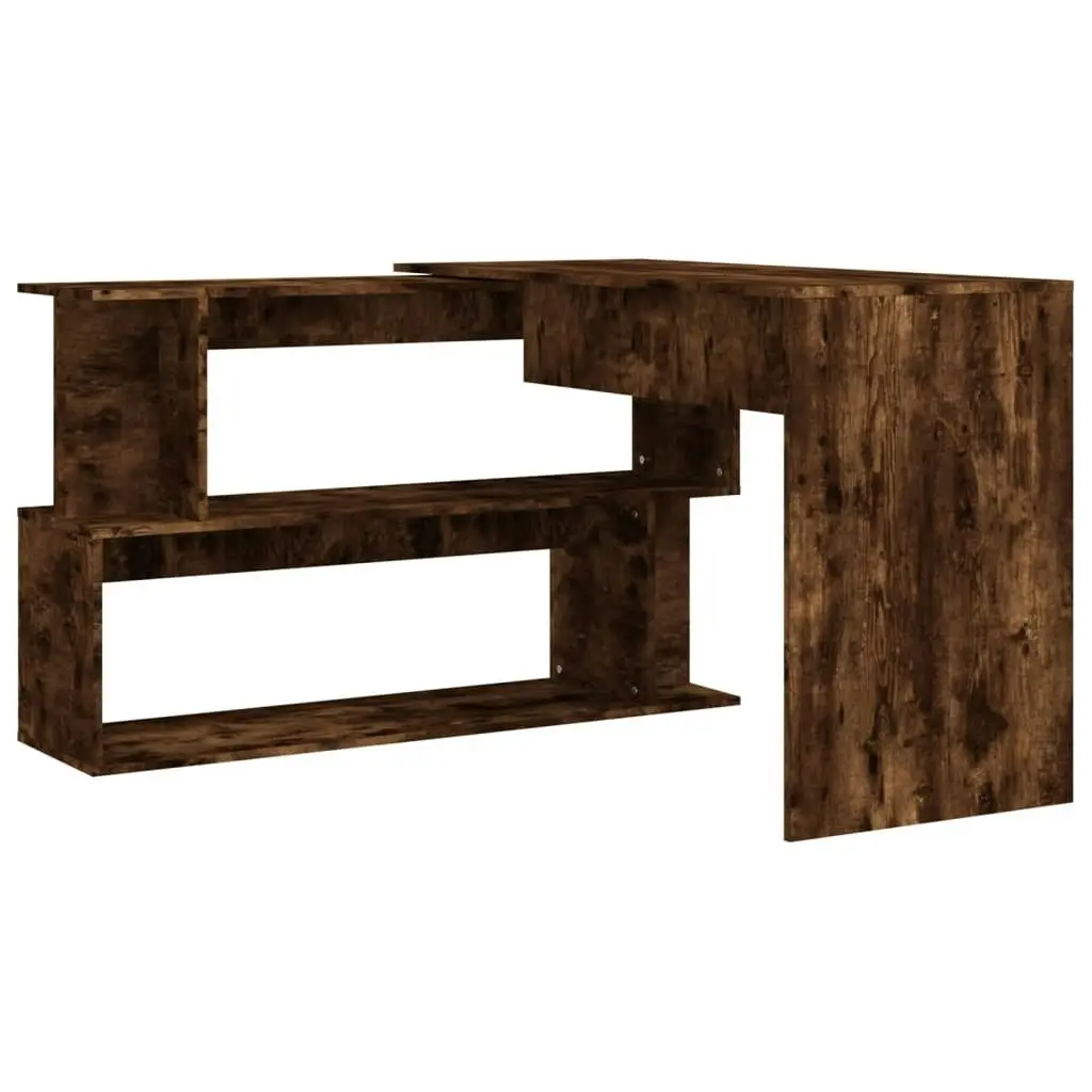 Corner Desk Smoked Oak 200x50x76 cm Engineered Wood 815423